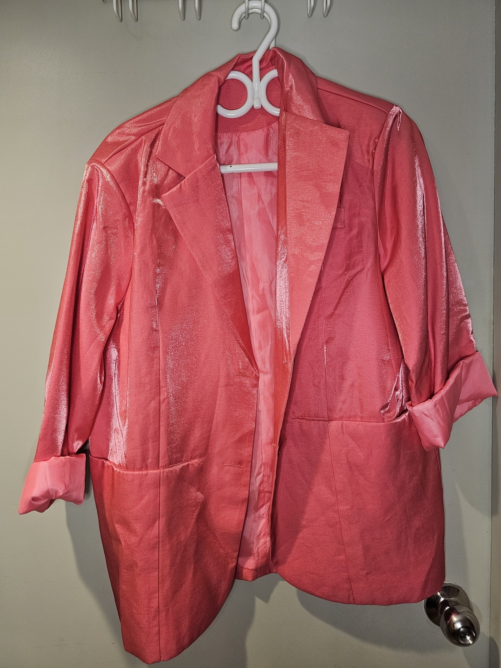 Women’s Pink Satin Blazer Jacket